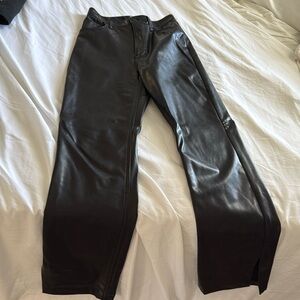 Abercrombie and Fitch ultra high rise 90’s leather pants. Split hem.